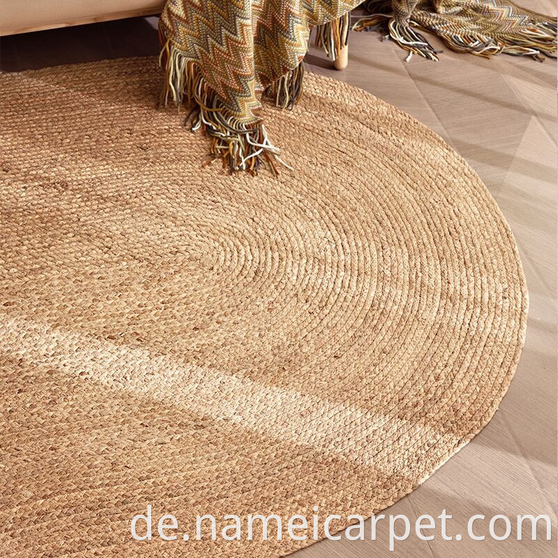 Round Natural Fiber Water Hyacinth Braided Rug Carpet Floor Mats